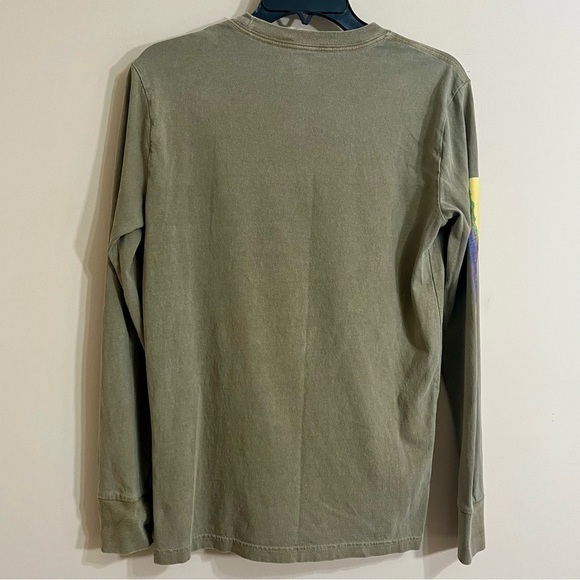 AMERICAN EAGLE Streetwear Vaporwave Olive Green Long Sleeve Graphic Tee Size XS - Picture 2 of 11